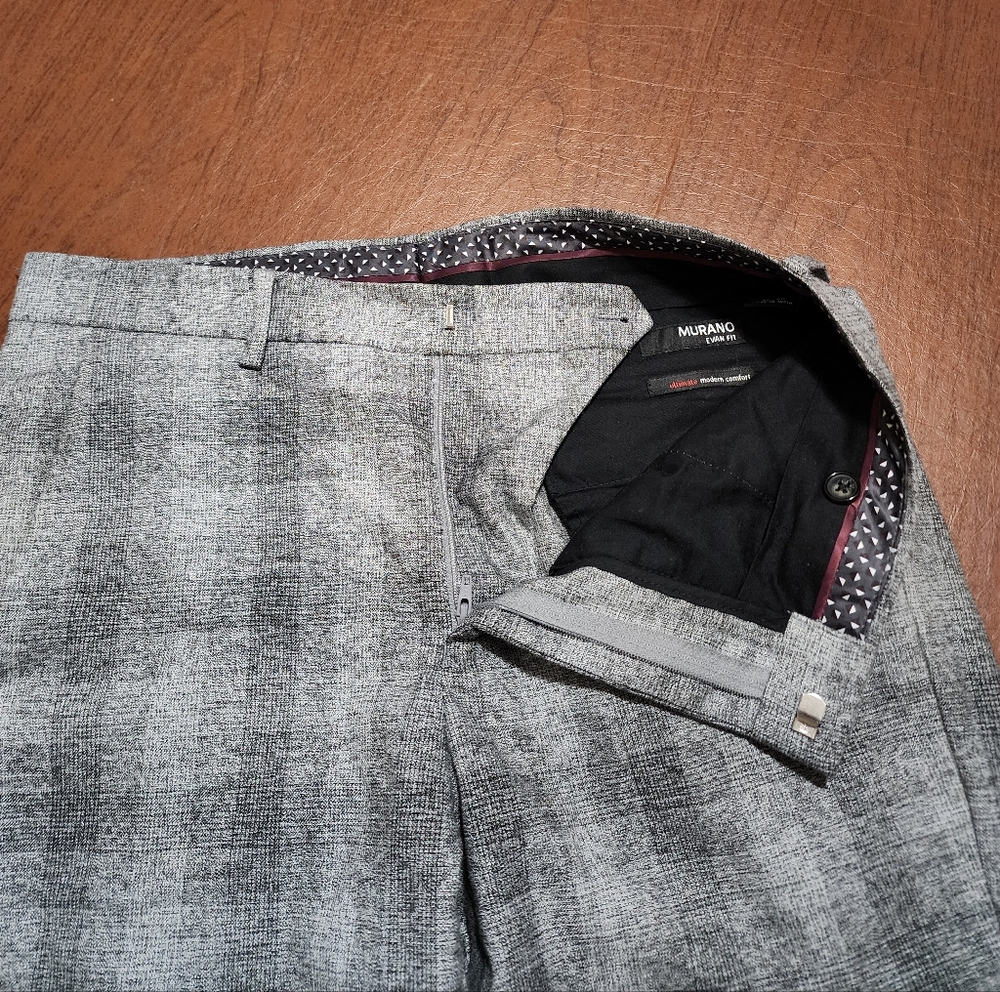 Murano Black and Gray Checkered Men's Vest and Pants Set - Picture 15 of 16